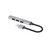 HUB USB MANHATTAN, 168427, V2.0  3 PuertoS Y V3.0 1 PuerTO, ALUMINIO GRIS ESPACIAL